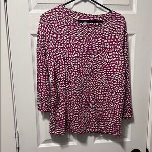 Chico's Pink and White Mosaic Long Sleeve Top